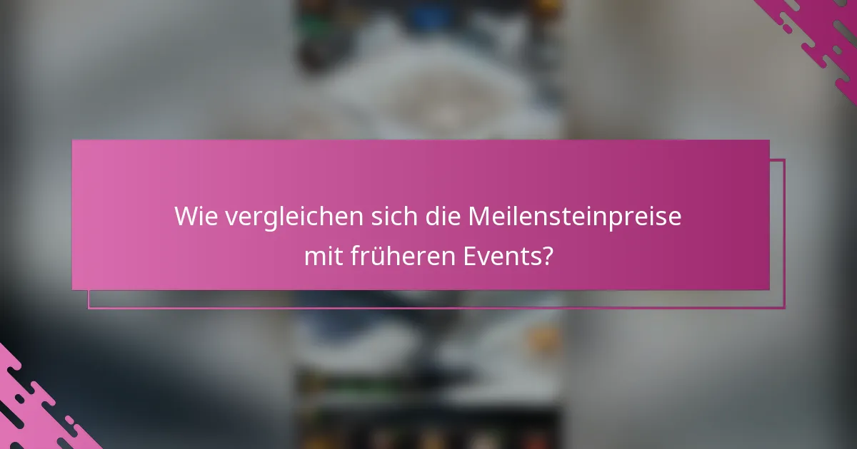 Wie vergleichen sich die Meilensteinpreise mit früheren Events?